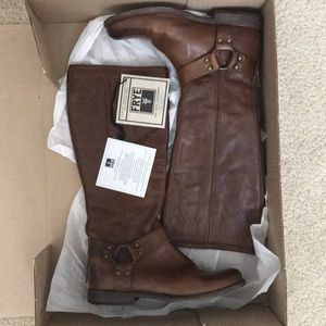 Frye Phillip Harness Tall buckle zip back boot
